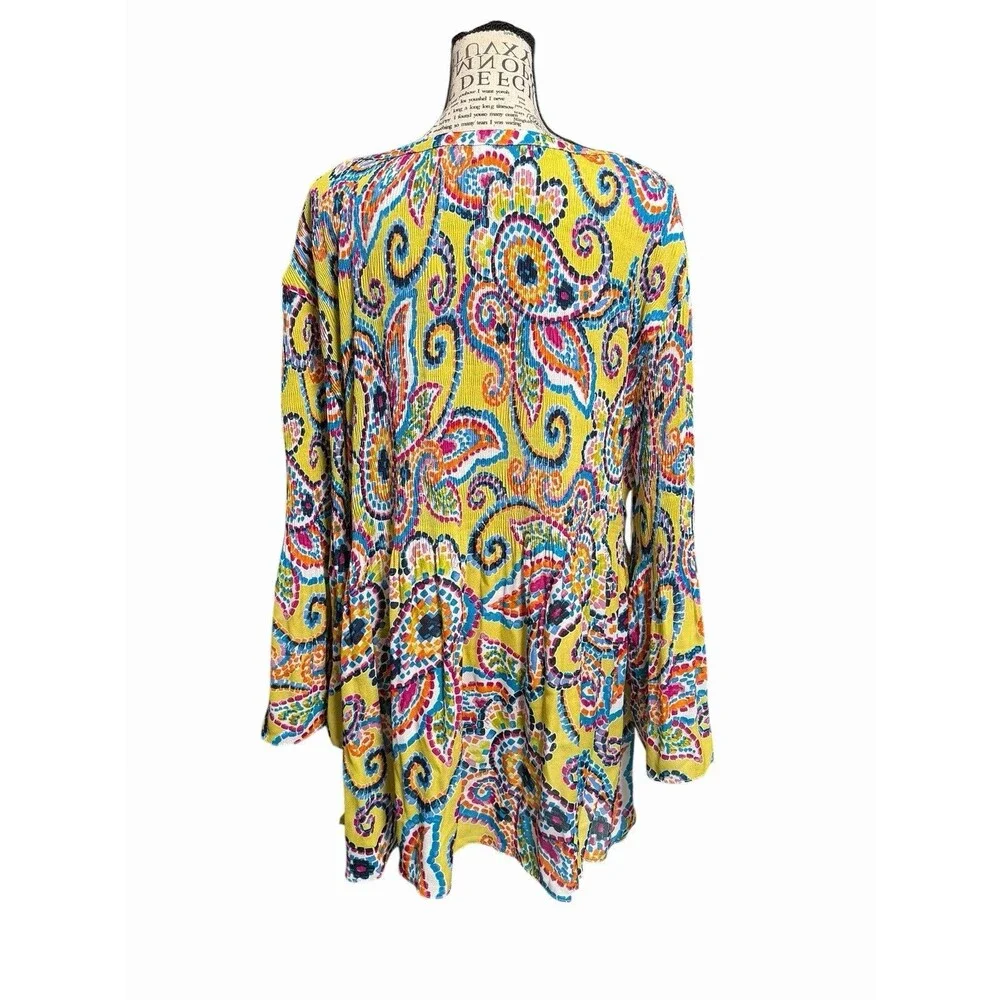 Ninety  Fit & Flower Women Popover Top Tunic Blouse Shirt Plus 2X Whimsical Boho